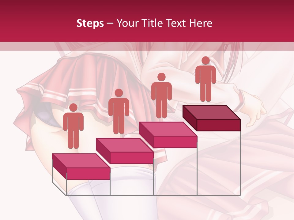 A Woman In A Short Skirt And Stockings Is Standing In Front Of A Red Background PowerPoint Template