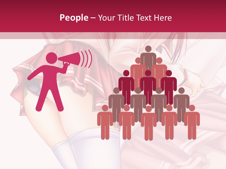 A Woman In A Short Skirt And Stockings Is Standing In Front Of A Red Background PowerPoint Template