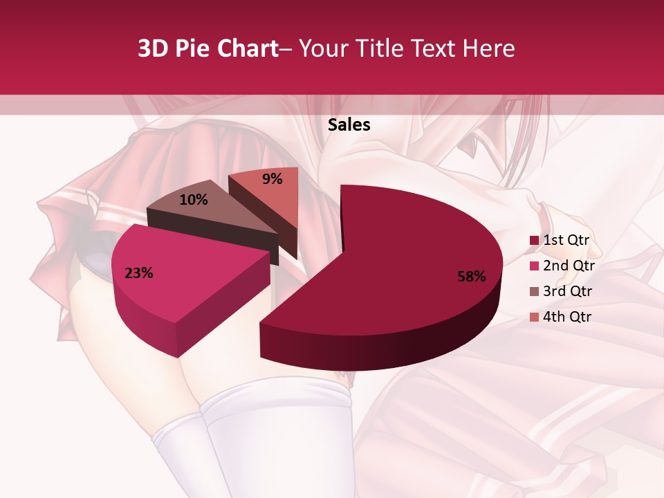 A Woman In A Short Skirt And Stockings Is Standing In Front Of A Red Background PowerPoint Template