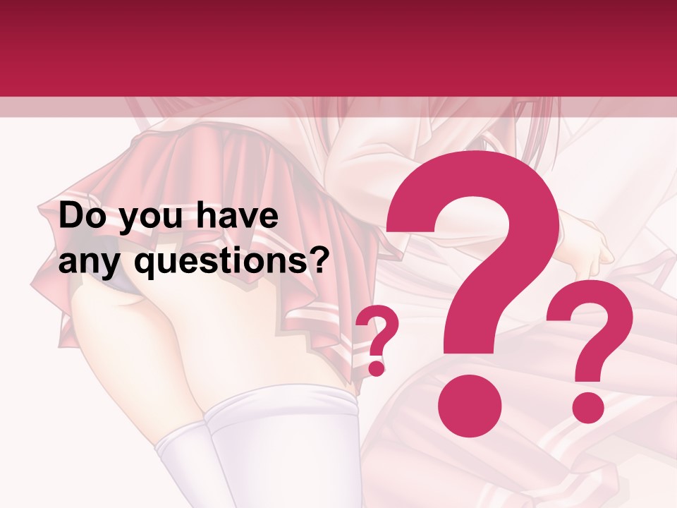 A Woman In A Short Skirt And Stockings Is Standing In Front Of A Red Background PowerPoint Template