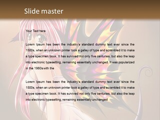 A Pretty Pink Fairy With A Dragon Wings On Her Back PowerPoint Template