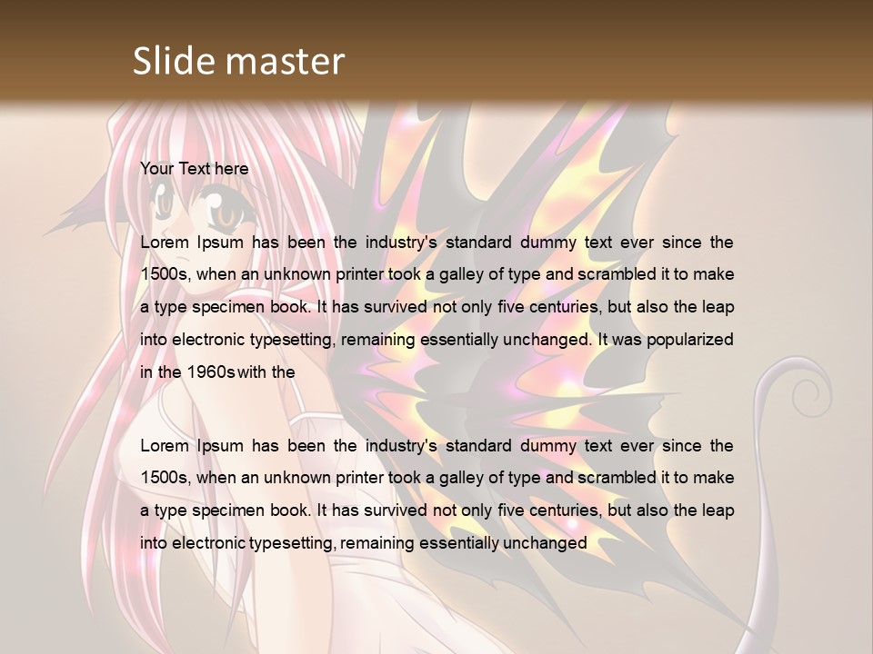 A Pretty Pink Fairy With A Dragon Wings On Her Back PowerPoint Template