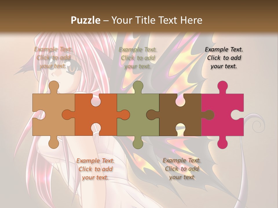 A Pretty Pink Fairy With A Dragon Wings On Her Back PowerPoint Template