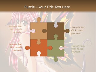 A Pretty Pink Fairy With A Dragon Wings On Her Back PowerPoint Template