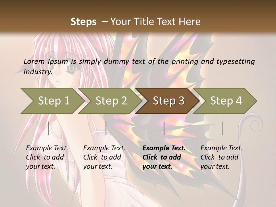 A Pretty Pink Fairy With A Dragon Wings On Her Back PowerPoint Template