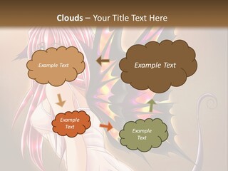 A Pretty Pink Fairy With A Dragon Wings On Her Back PowerPoint Template