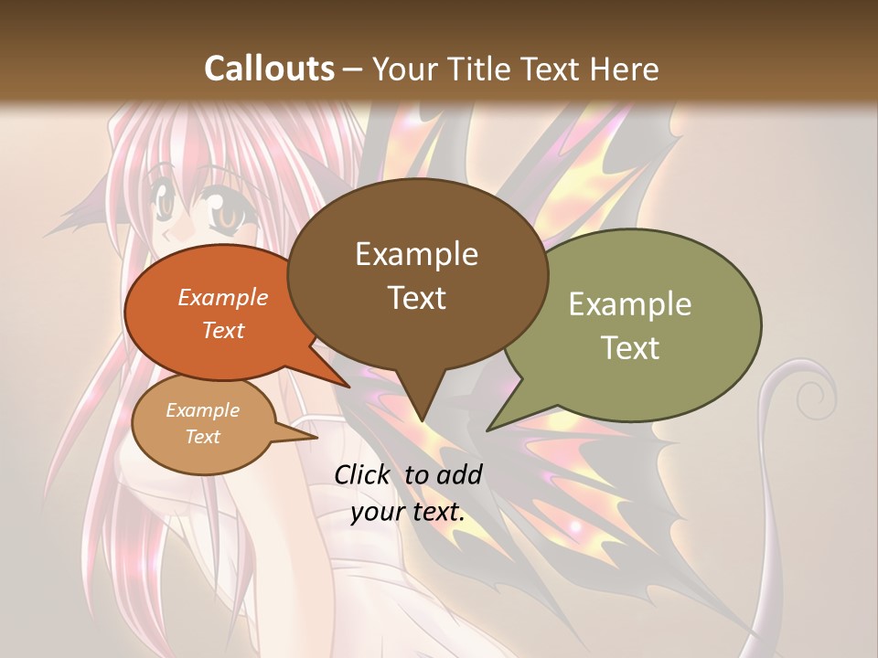 A Pretty Pink Fairy With A Dragon Wings On Her Back PowerPoint Template