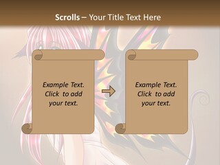 A Pretty Pink Fairy With A Dragon Wings On Her Back PowerPoint Template