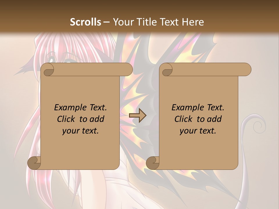 A Pretty Pink Fairy With A Dragon Wings On Her Back PowerPoint Template