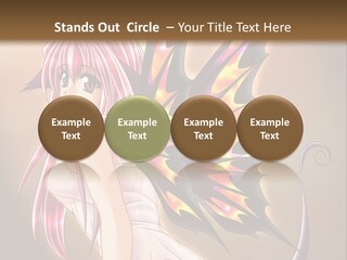 A Pretty Pink Fairy With A Dragon Wings On Her Back PowerPoint Template