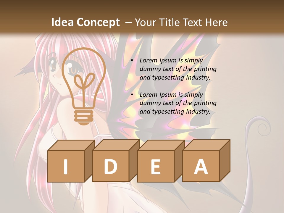 A Pretty Pink Fairy With A Dragon Wings On Her Back PowerPoint Template