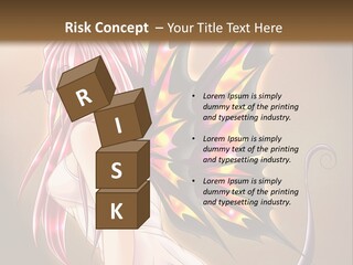 A Pretty Pink Fairy With A Dragon Wings On Her Back PowerPoint Template