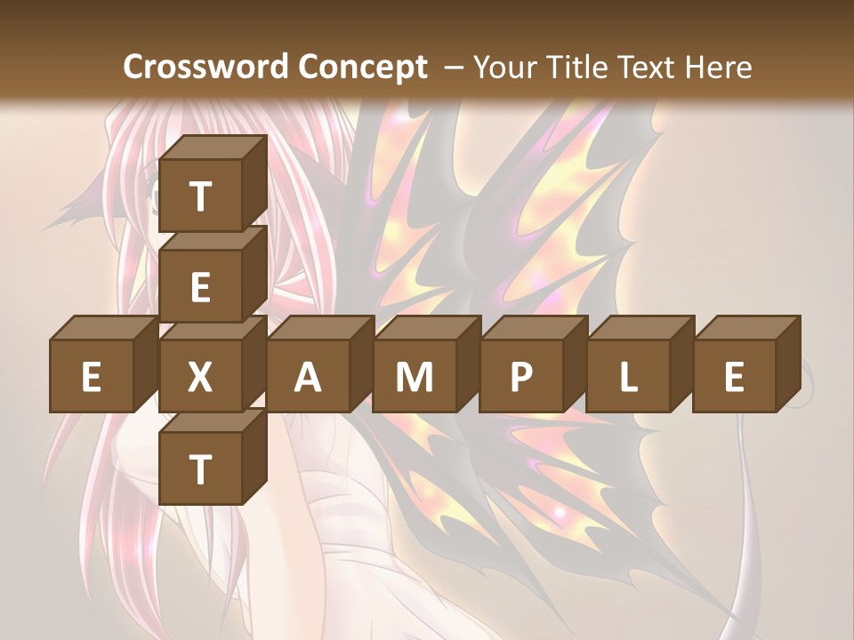 A Pretty Pink Fairy With A Dragon Wings On Her Back PowerPoint Template