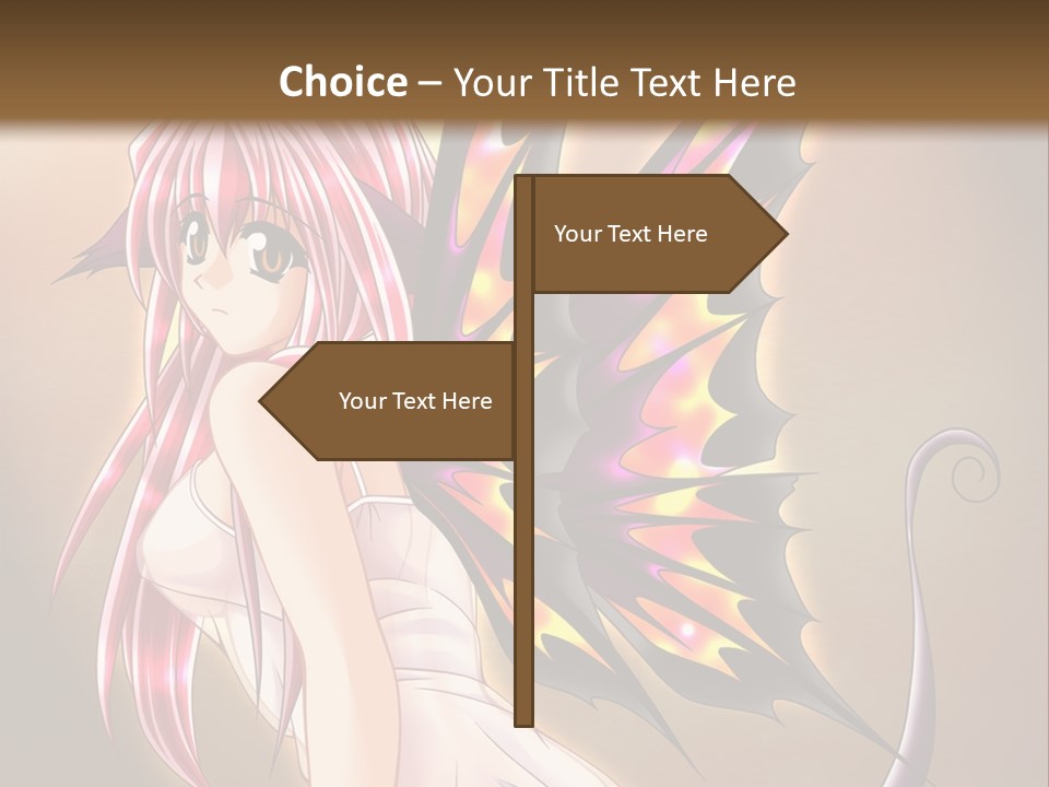 A Pretty Pink Fairy With A Dragon Wings On Her Back PowerPoint Template