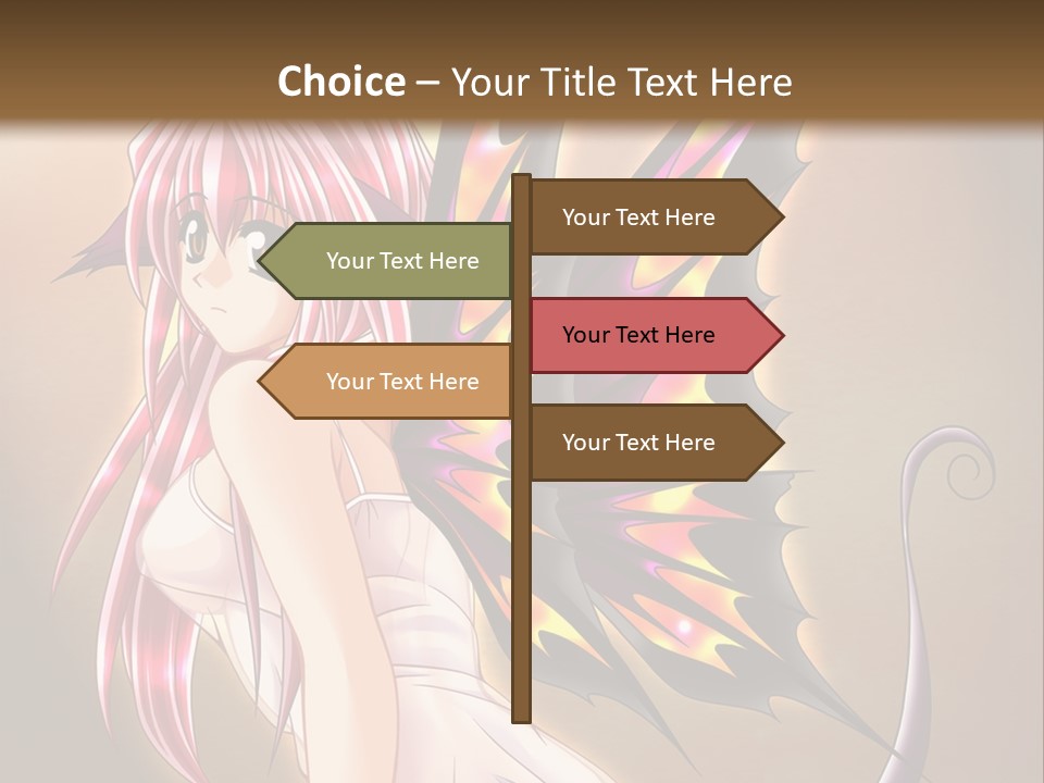 A Pretty Pink Fairy With A Dragon Wings On Her Back PowerPoint Template