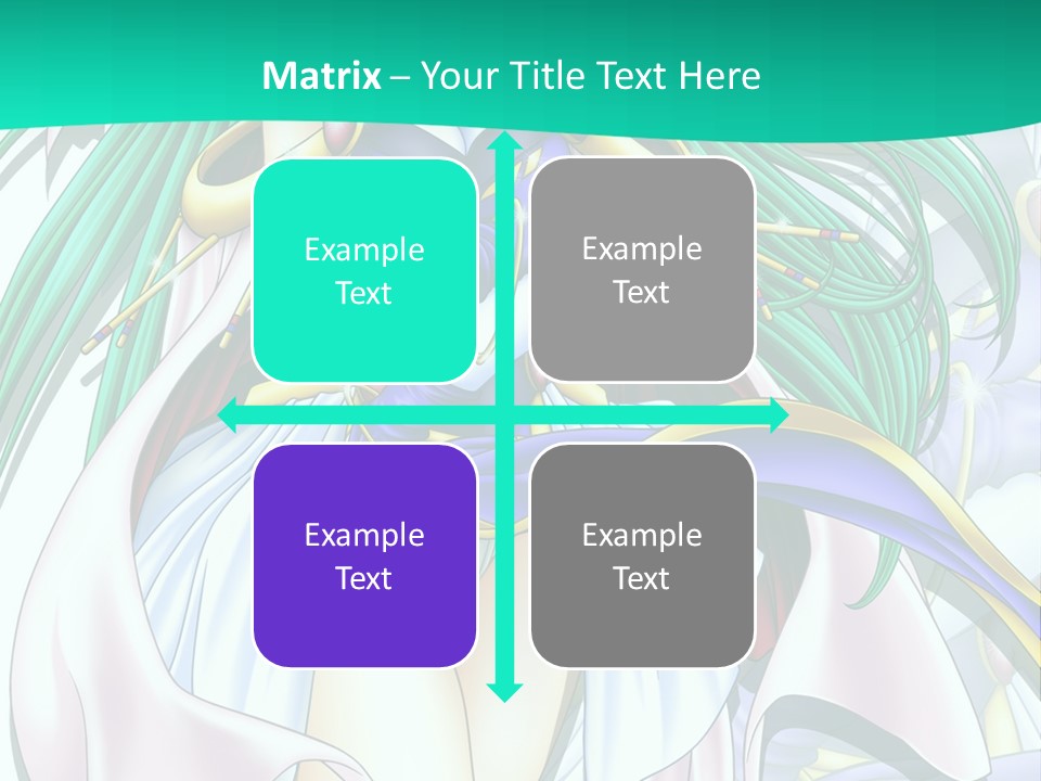 An Anime Character With Long Green Hair And Blue Eyes PowerPoint Template