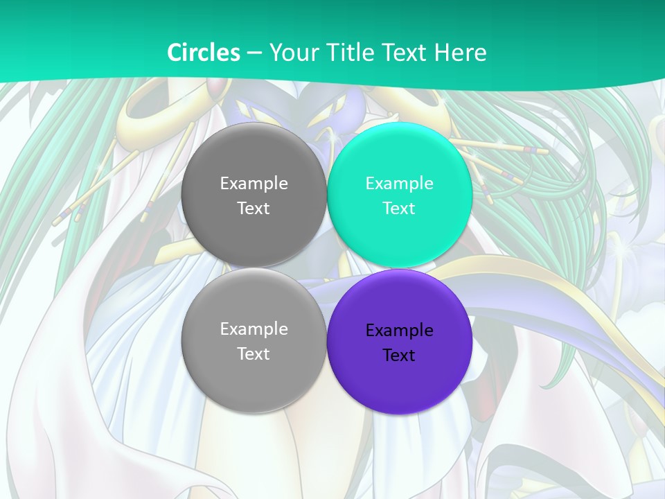 An Anime Character With Long Green Hair And Blue Eyes PowerPoint Template