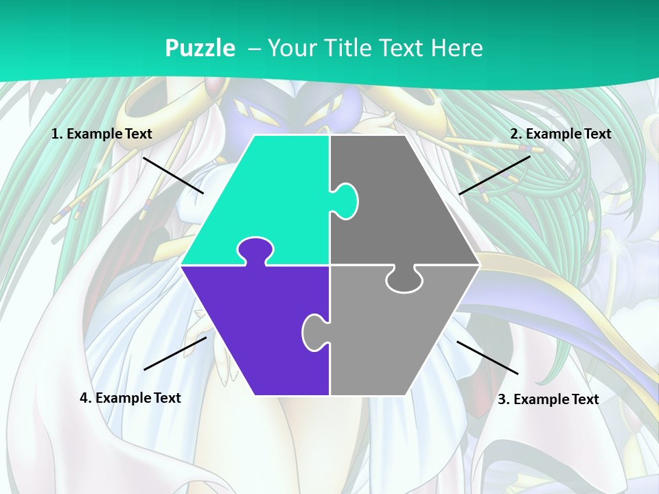 An Anime Character With Long Green Hair And Blue Eyes PowerPoint Template