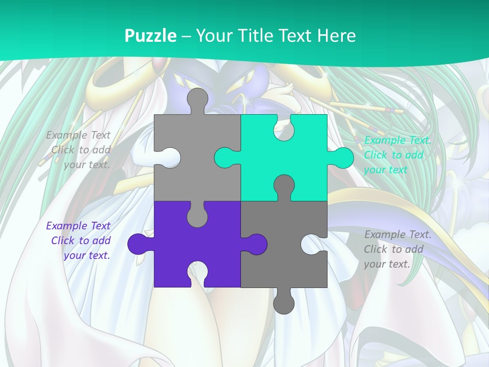 An Anime Character With Long Green Hair And Blue Eyes PowerPoint Template