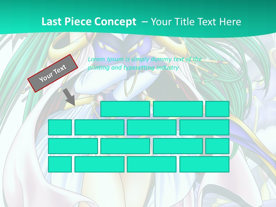An Anime Character With Long Green Hair And Blue Eyes PowerPoint Template