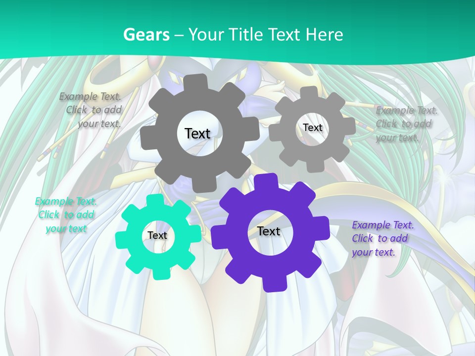 An Anime Character With Long Green Hair And Blue Eyes PowerPoint Template