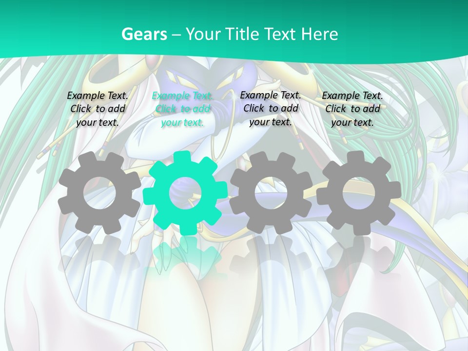 An Anime Character With Long Green Hair And Blue Eyes PowerPoint Template
