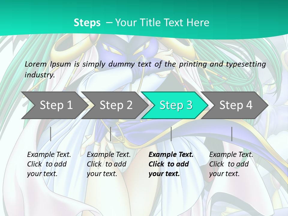An Anime Character With Long Green Hair And Blue Eyes PowerPoint Template