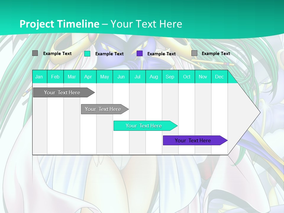 An Anime Character With Long Green Hair And Blue Eyes PowerPoint Template