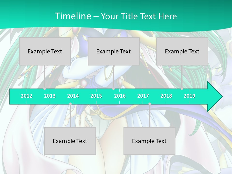 An Anime Character With Long Green Hair And Blue Eyes PowerPoint Template