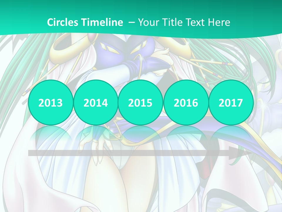 An Anime Character With Long Green Hair And Blue Eyes PowerPoint Template