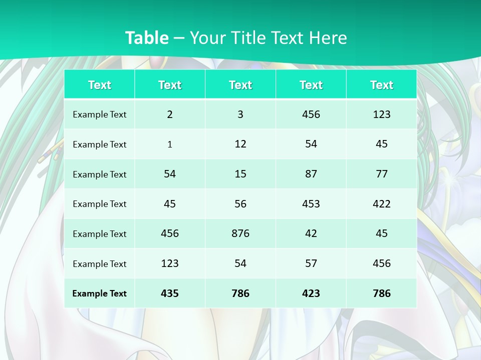 An Anime Character With Long Green Hair And Blue Eyes PowerPoint Template