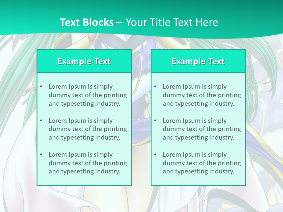 An Anime Character With Long Green Hair And Blue Eyes PowerPoint Template