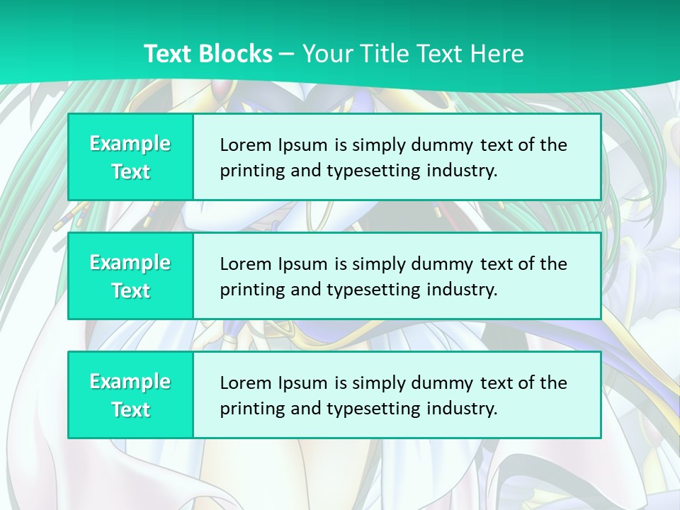 An Anime Character With Long Green Hair And Blue Eyes PowerPoint Template