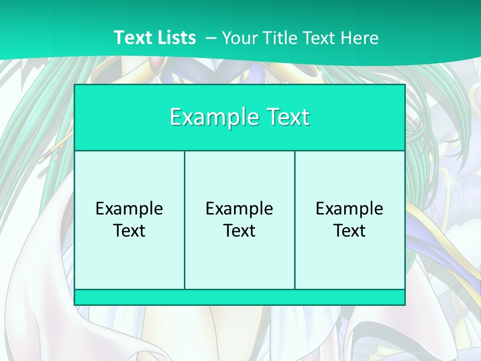 An Anime Character With Long Green Hair And Blue Eyes PowerPoint Template