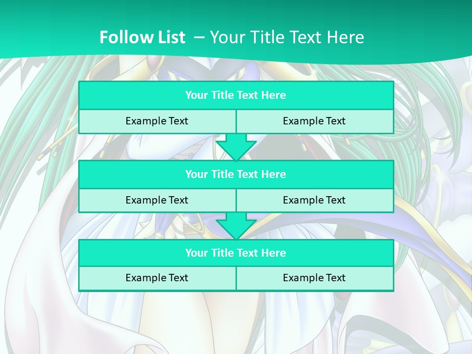 An Anime Character With Long Green Hair And Blue Eyes PowerPoint Template