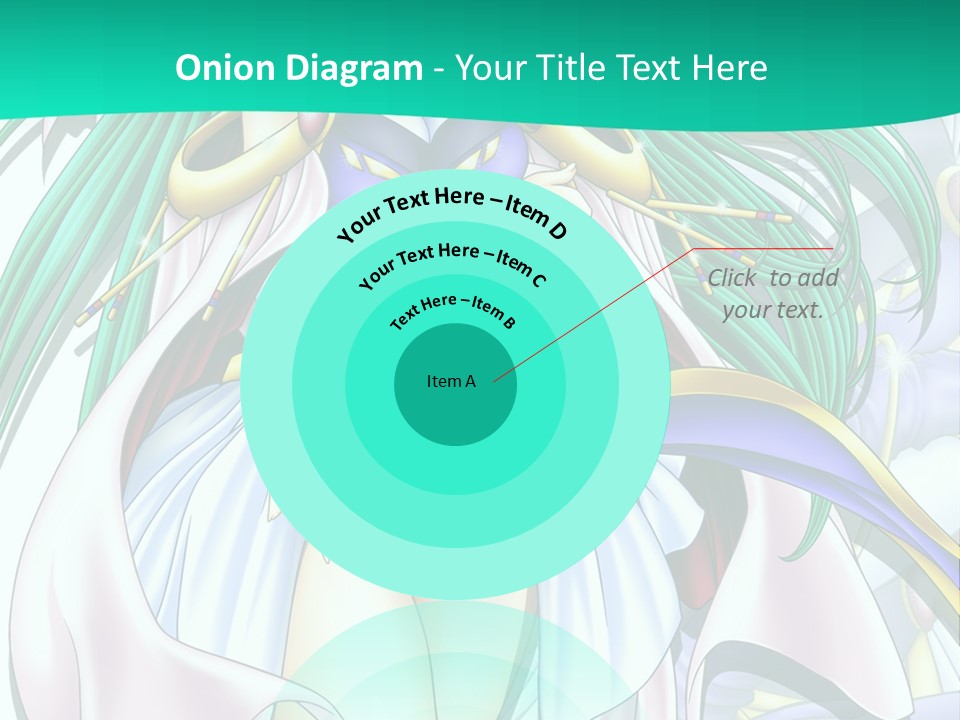 An Anime Character With Long Green Hair And Blue Eyes PowerPoint Template