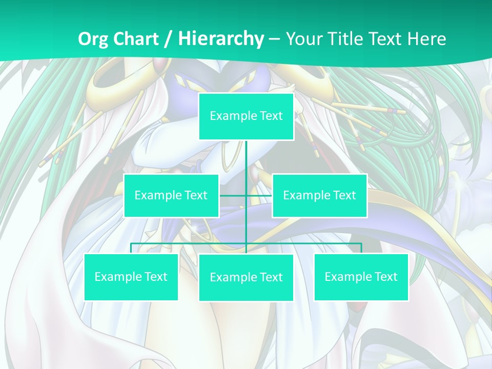 An Anime Character With Long Green Hair And Blue Eyes PowerPoint Template