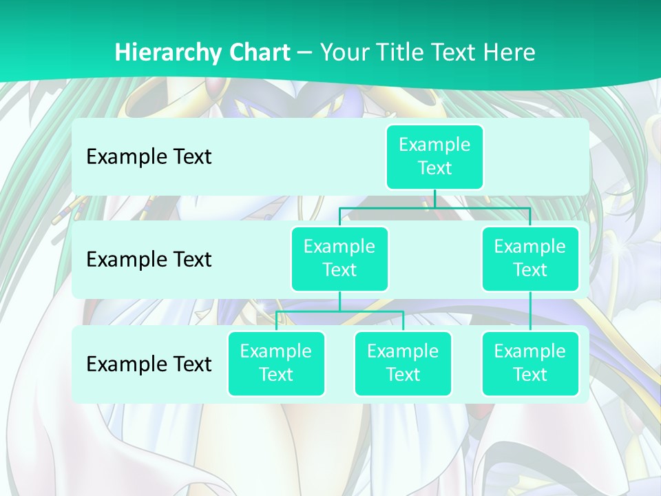 An Anime Character With Long Green Hair And Blue Eyes PowerPoint Template