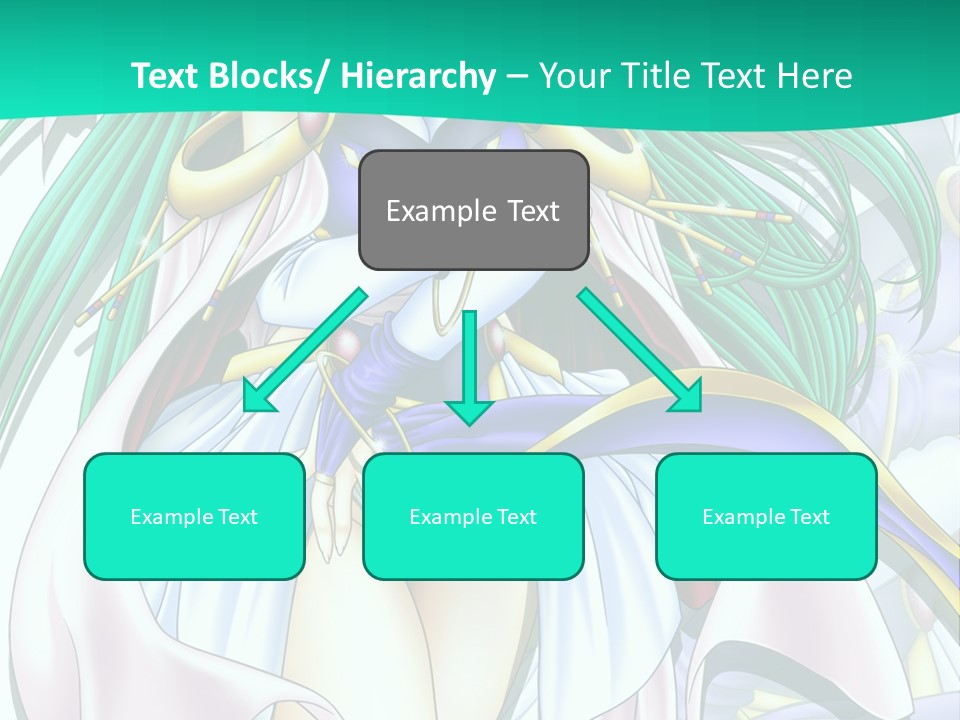 An Anime Character With Long Green Hair And Blue Eyes PowerPoint Template