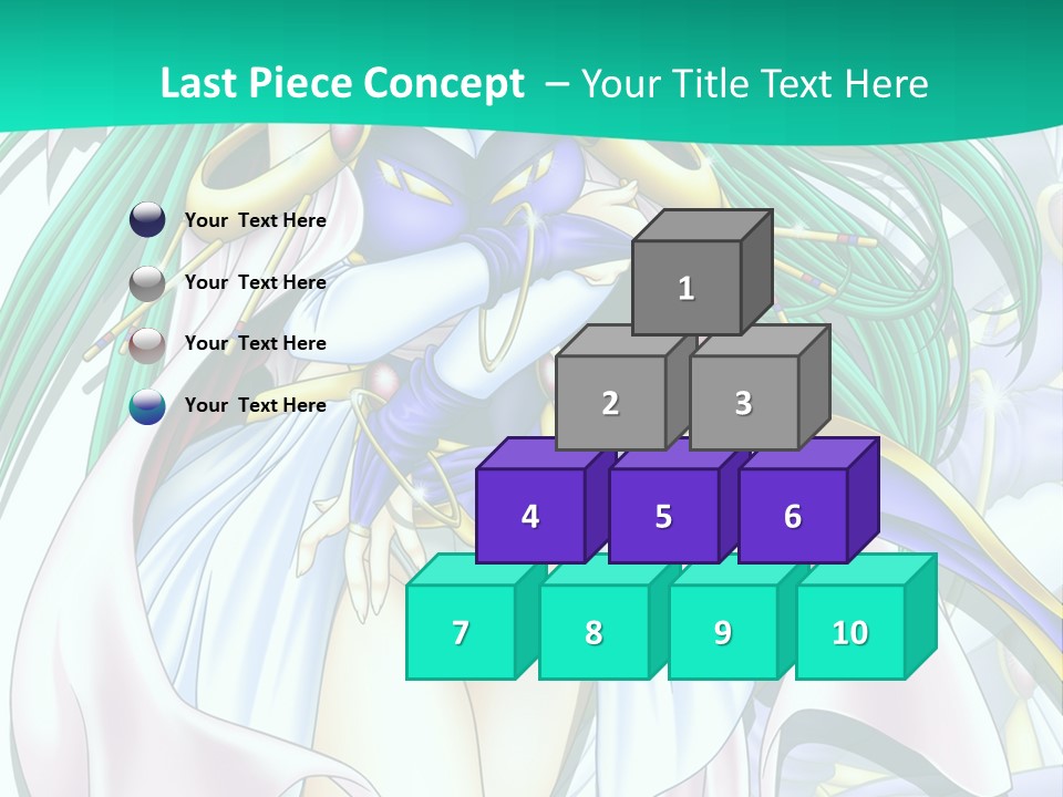 An Anime Character With Long Green Hair And Blue Eyes PowerPoint Template