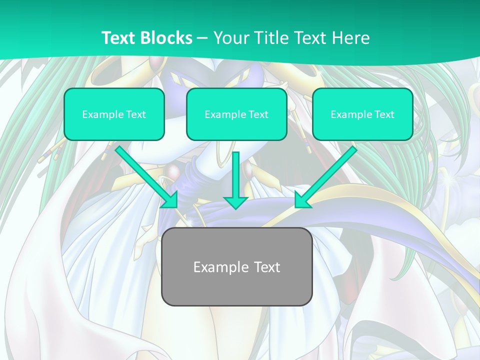 An Anime Character With Long Green Hair And Blue Eyes PowerPoint Template