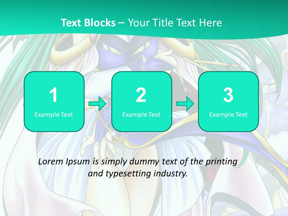 An Anime Character With Long Green Hair And Blue Eyes PowerPoint Template