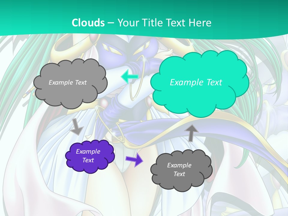 An Anime Character With Long Green Hair And Blue Eyes PowerPoint Template