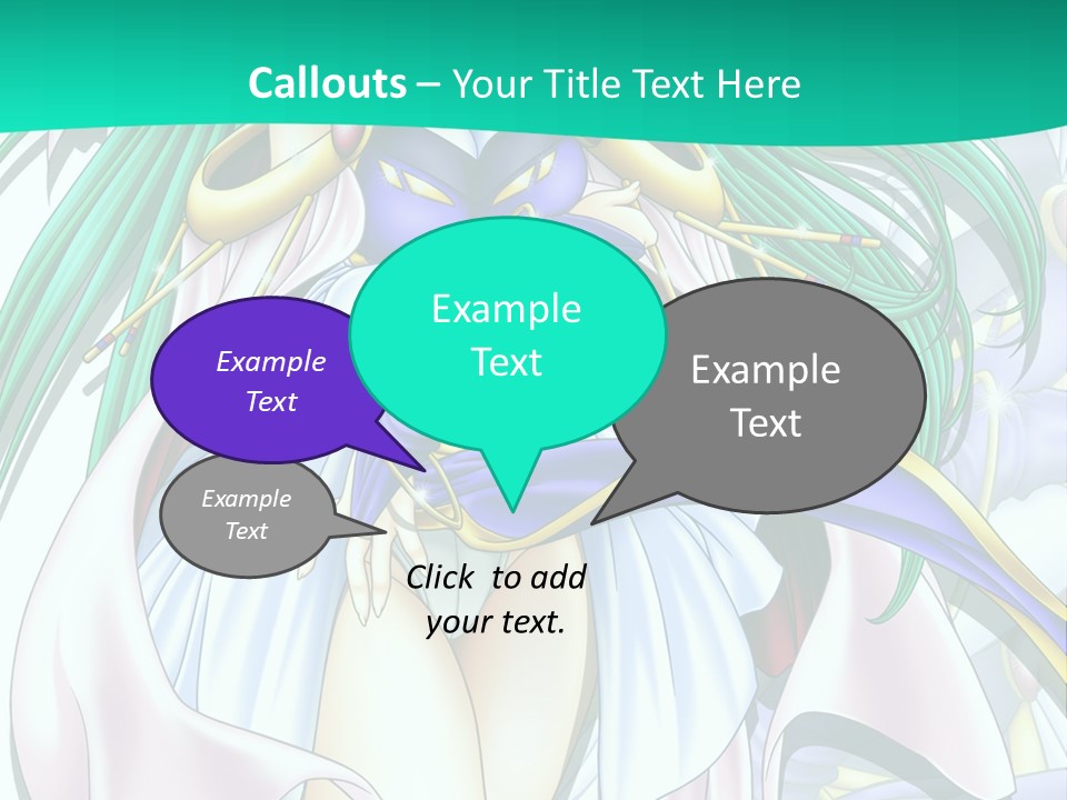 An Anime Character With Long Green Hair And Blue Eyes PowerPoint Template