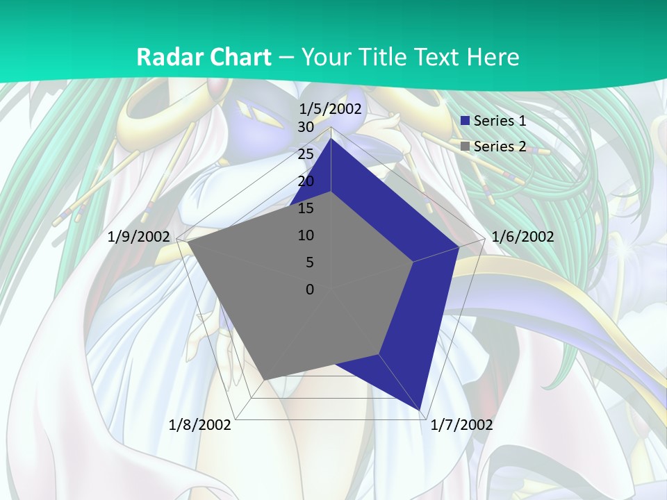 An Anime Character With Long Green Hair And Blue Eyes PowerPoint Template