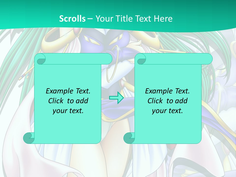 An Anime Character With Long Green Hair And Blue Eyes PowerPoint Template