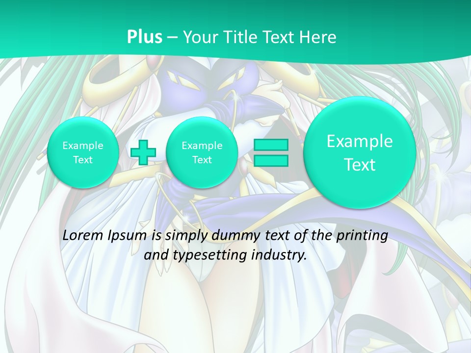 An Anime Character With Long Green Hair And Blue Eyes PowerPoint Template