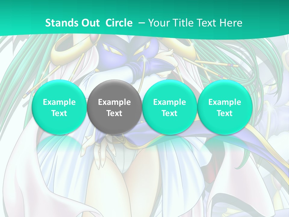 An Anime Character With Long Green Hair And Blue Eyes PowerPoint Template