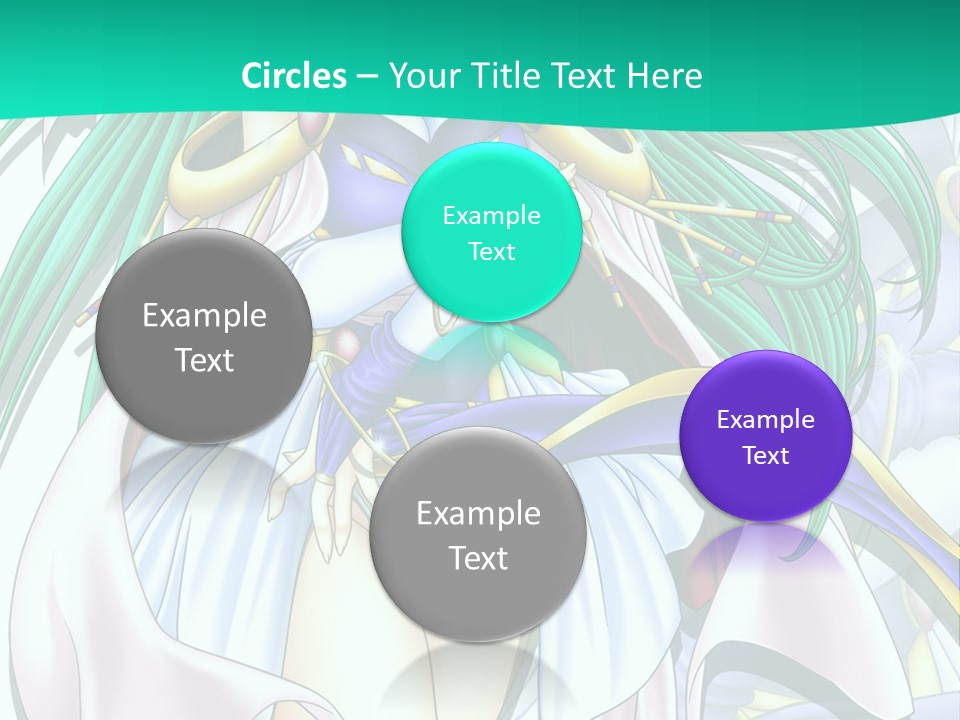 An Anime Character With Long Green Hair And Blue Eyes PowerPoint Template