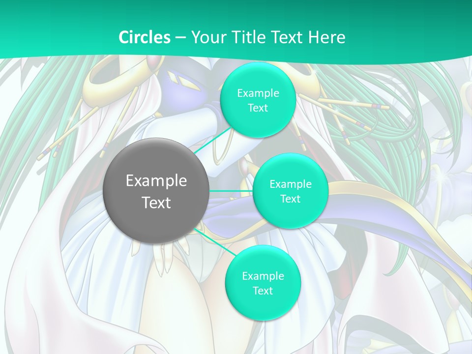 An Anime Character With Long Green Hair And Blue Eyes PowerPoint Template